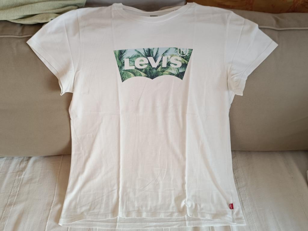 Levi's wit t-shirt met palmboom maat L, Kleding | Dames, Wit, Maat 42/44 (L), Ophalen of Verzenden, Korte mouw