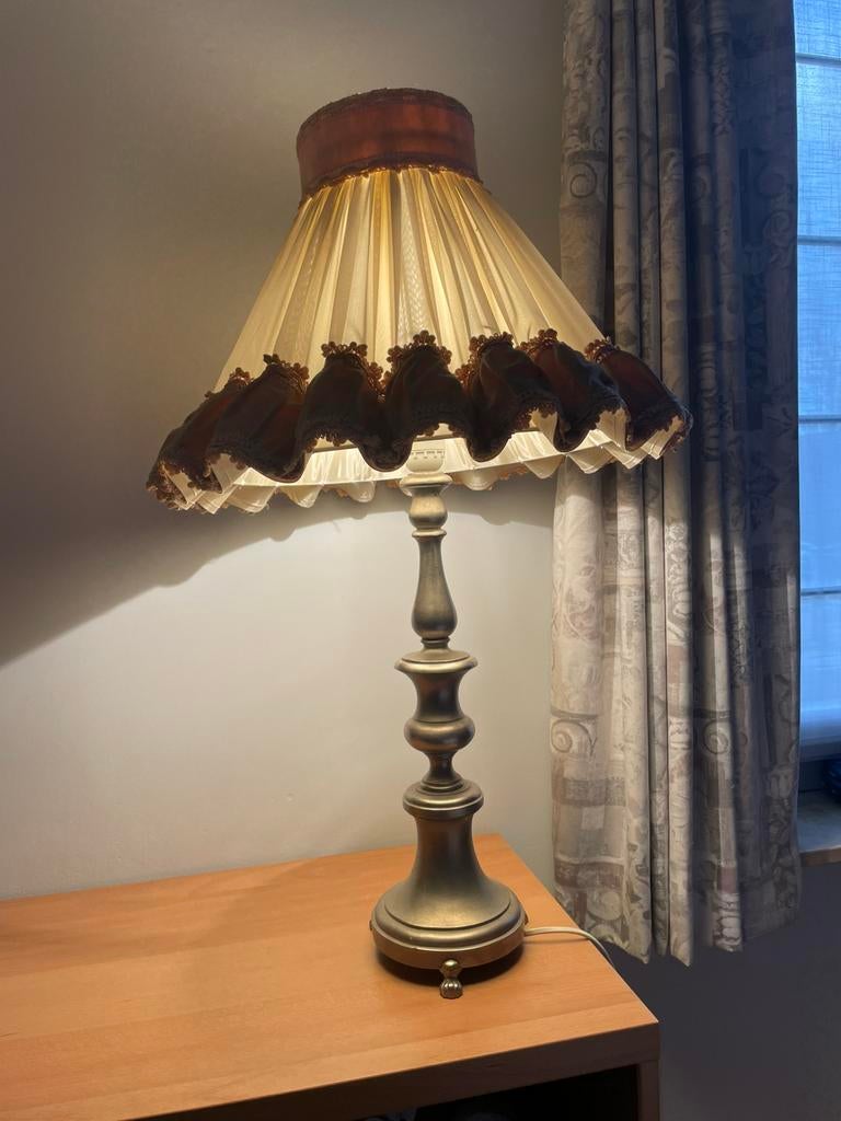 Klassieke tinnen tafellamp, Ophalen, Gebruikt, 50 tot 75 cm, Klassiek