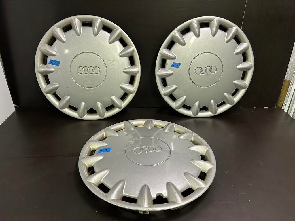3 wieldoppen Audi A2, A3, A4, A6 15", Auto diversen, Wieldoppen, Gebruikt