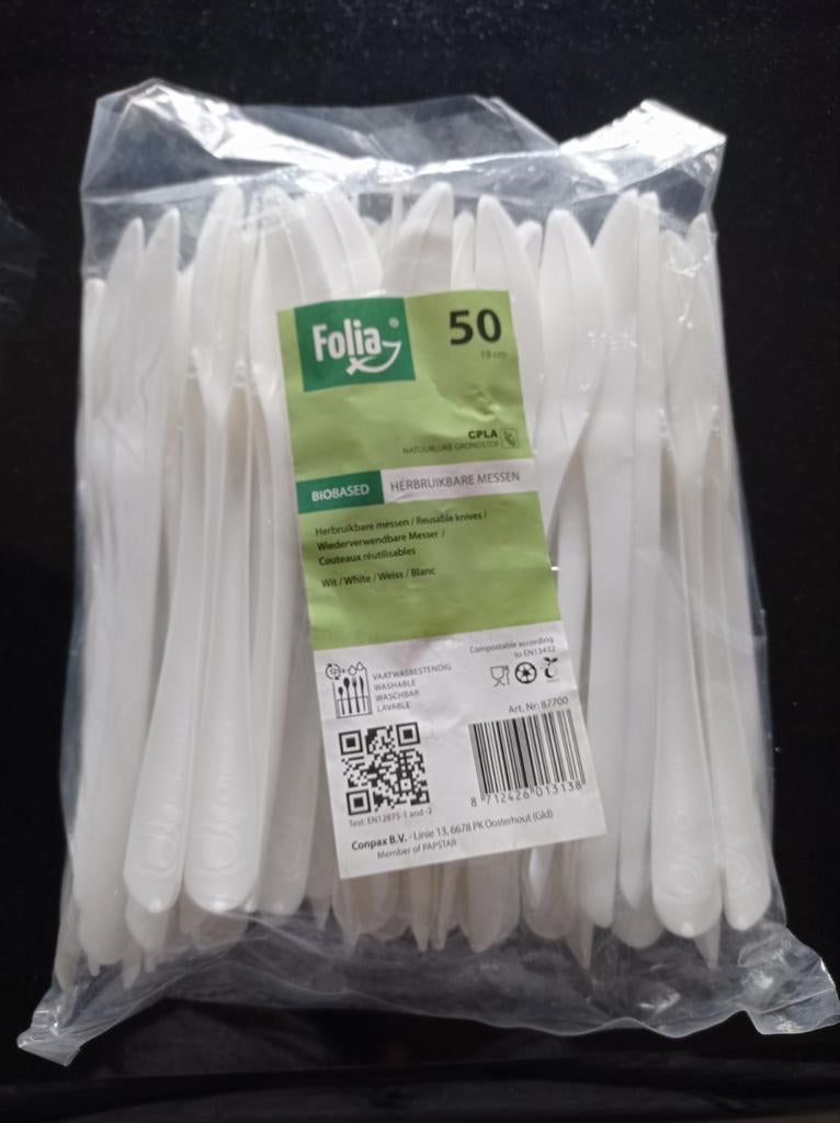 50 herbruikbare plastic messen en vorken + plastic lepeltjes, Ophalen of Verzenden, Nieuw