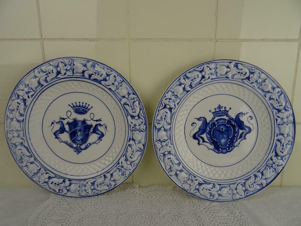 Assiette murale antique Bassano Italie 2x Curio en porcelain, Enlèvement ou Envoi