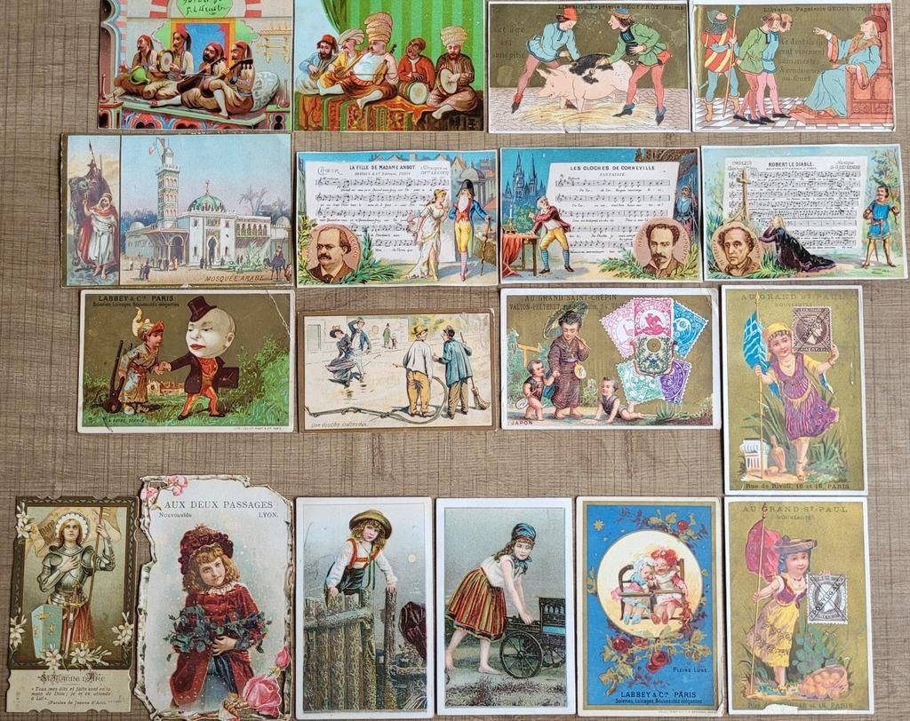 34 oude, Franse prenten met reclame winkels in Parijs,..., Verzamelen, Foto's en Prenten, Ophalen of Verzenden, Gebruikt, Overige onderwerpen