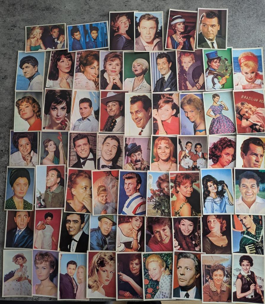 CHEWING GUM KAARTJES PLAATJES jaren 50s /60s 60x monty of ma, Verzenden