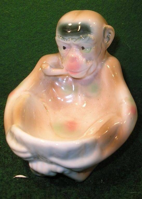 VIDE POCHE 1900 EN FAIENCE POLYCHROME"SINGE", Enlèvement ou Envoi
