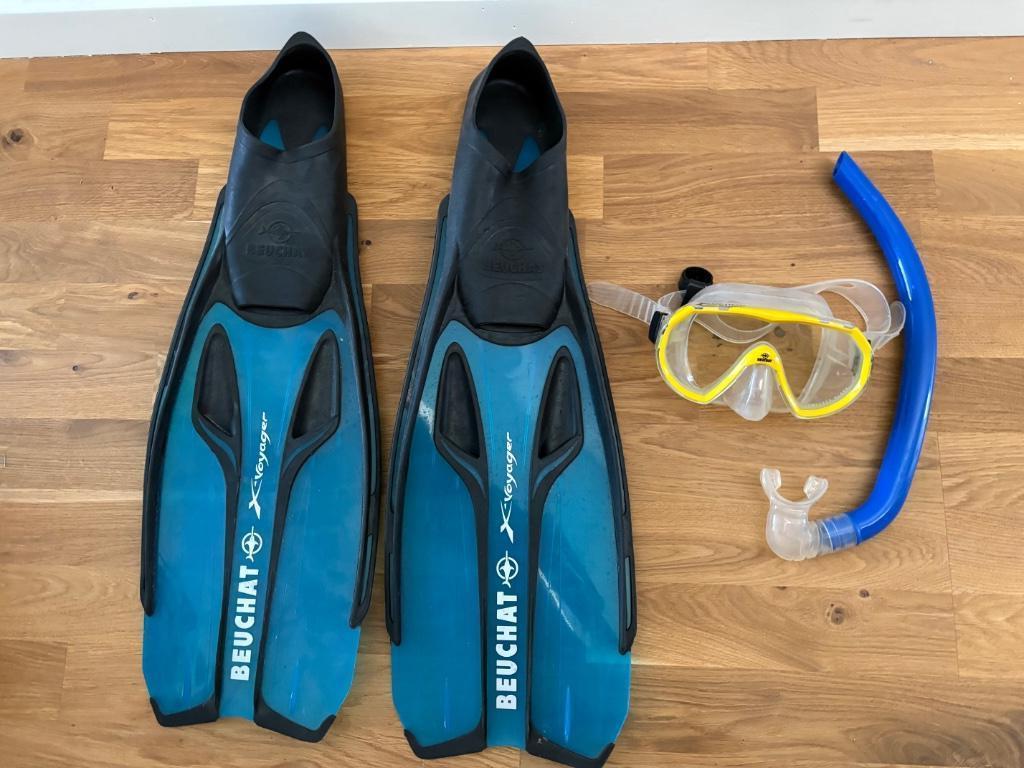 Snorkelset en zwemvliezen Beuchat, Ophalen, Gebruikt, Snorkelset