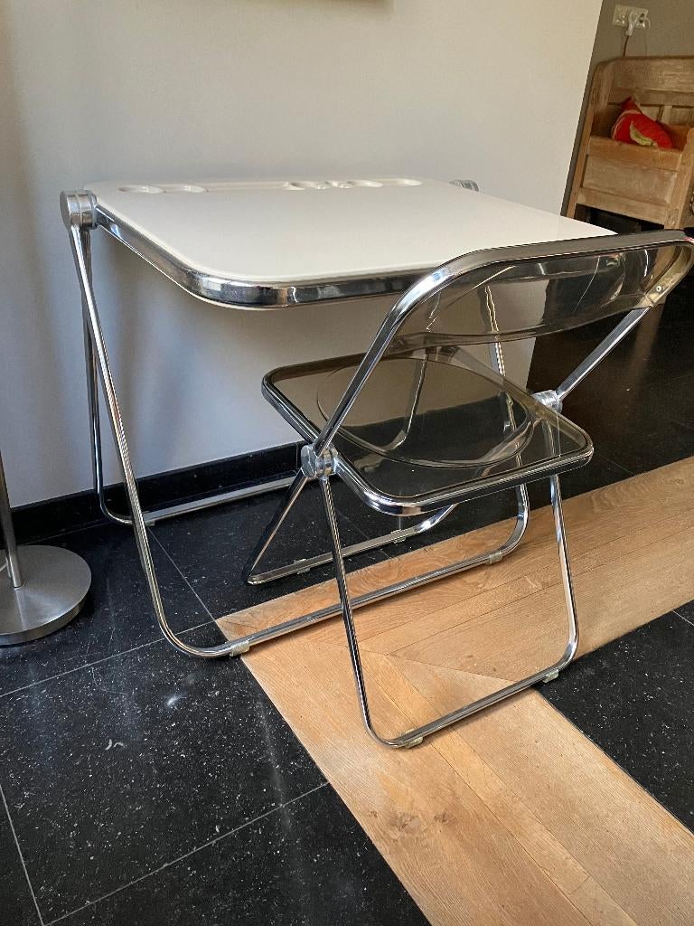 Bureau pliant Platone beige avec chaise, design vintage 1970, Enlèvement