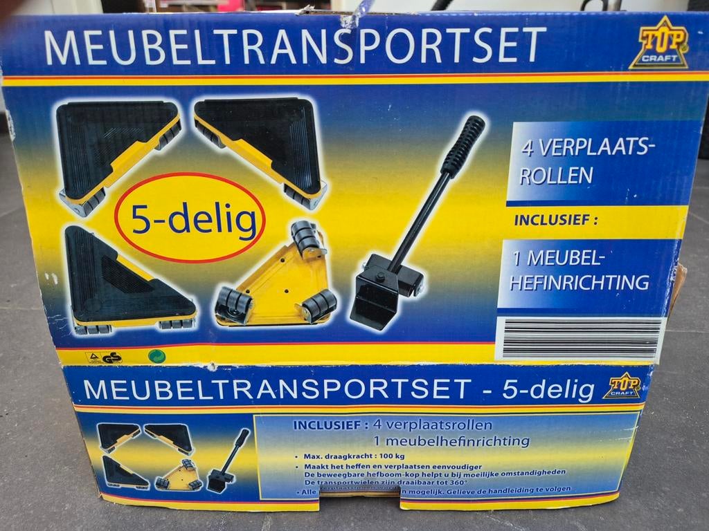 Meubelroller set 100 kg transporthulp met hefboom (NIEUW), Ophalen, Nieuw