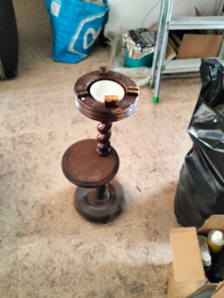 houten staander asbak, Verzamelen, Ophalen, Gebruikt, Asbak