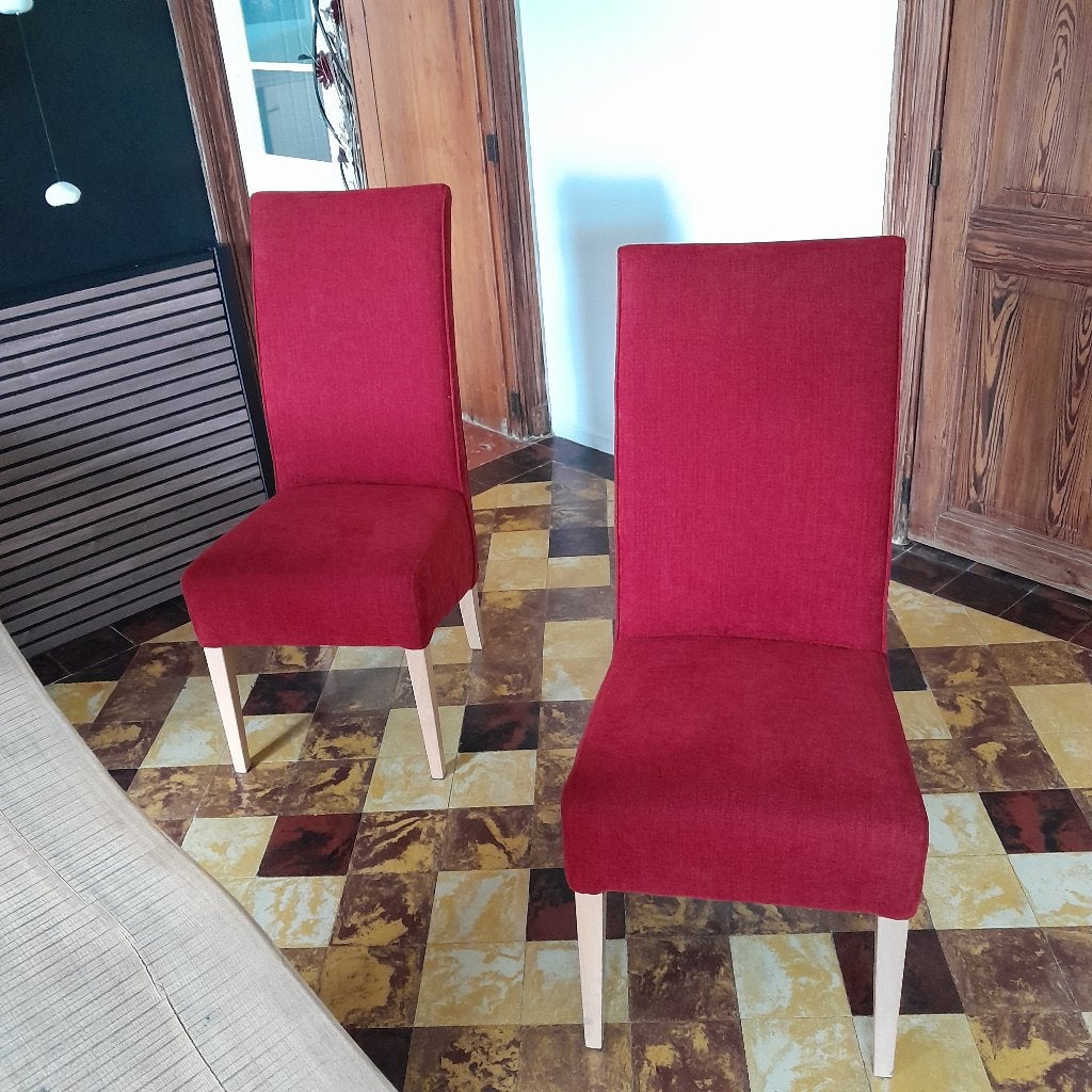 2 belles chaises tissus / bois, Maison & Meubles, Chaises, Enlèvement, Comme neuf, Rouge, Tissus
