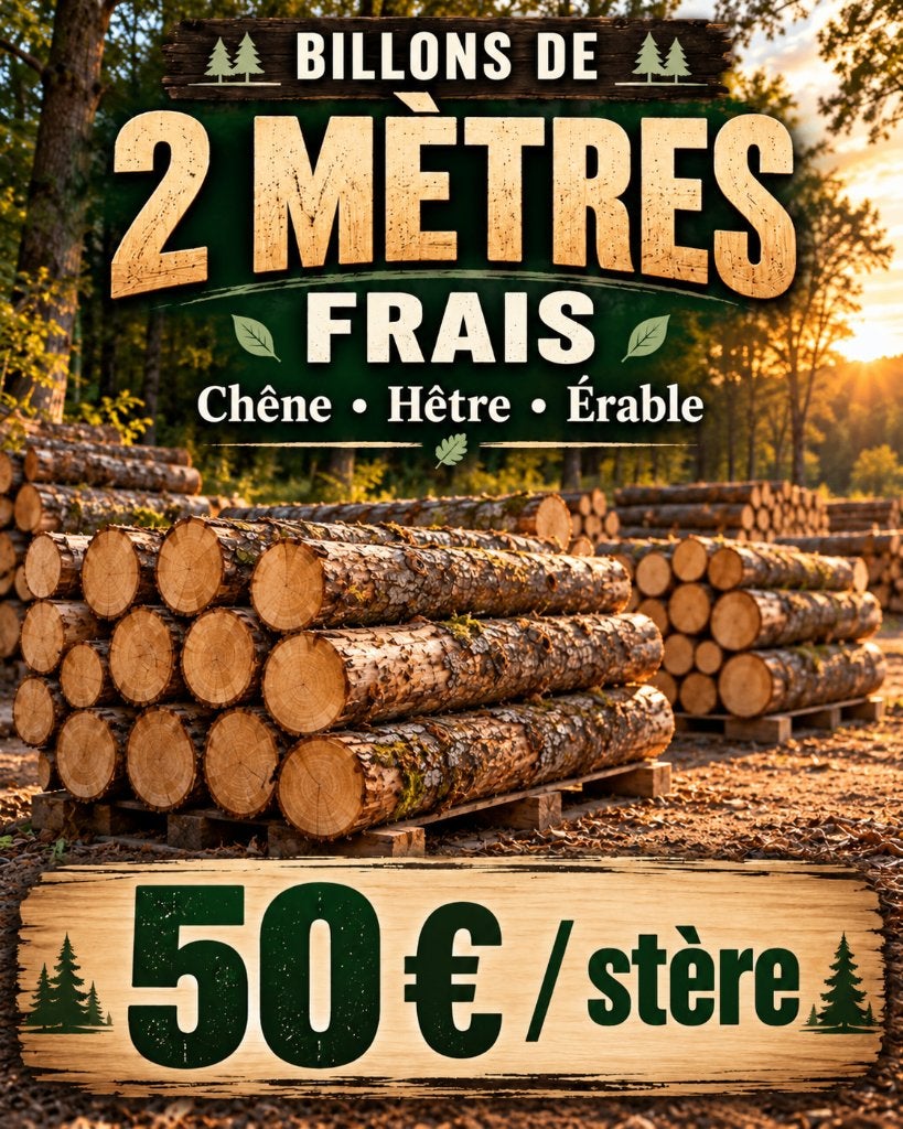  BILLONS DE BOIS DE CHAUFFAGE (2m) – 50 €/STÈRE , Jardin & Terrasse, 6 m³ ou plus, Enlèvement, Hêtre, Troncs d'arbres
