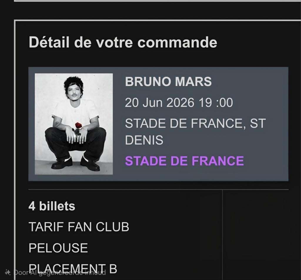 Bruno Mars 4 billets pour le 20 juin à Paris, Juin