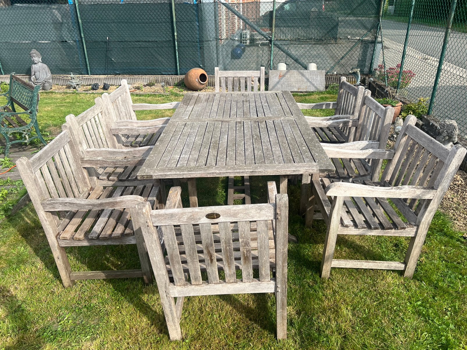 Mobilier de jardin en teck, Table à dinner, Salons de jardin, 8 places, Utilisé