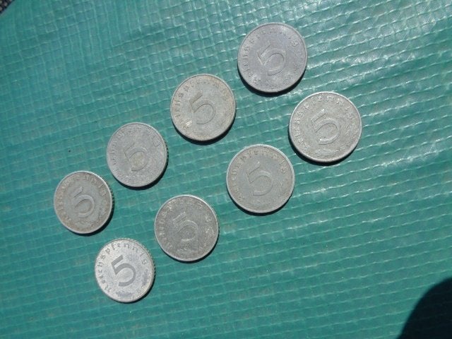 WO 2 Vijf Reichspfennig uit 1940 / 1941 / 1942, Enlèvement ou Envoi, Allemagne, Monnaie en vrac