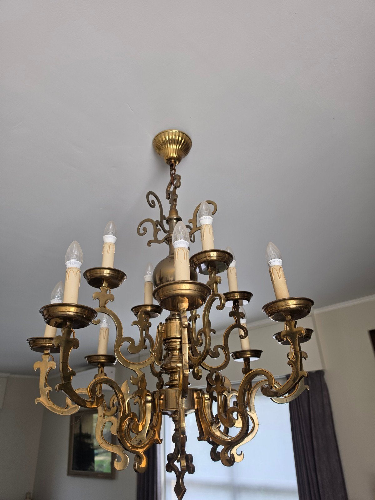 Antieke koperen luster, Ophalen