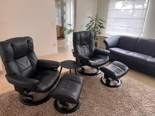 stressless relax zwart leder, Ophalen, Minder dan 75 cm, Leer, Zo goed als nieuw