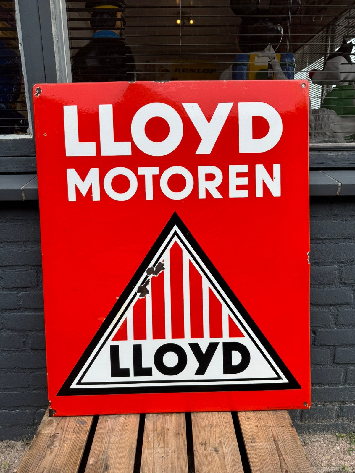 LLOYD MOTOREN emaille reclamebord, Verzamelen, Ophalen of Verzenden, Gebruikt, Reclamebord