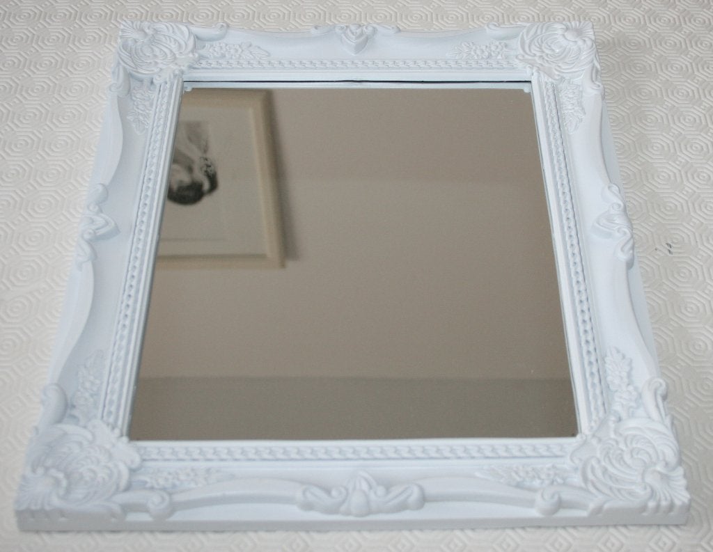 Miroir mural blanc vintage style baroque – 35 x 40 cm, Enlèvement