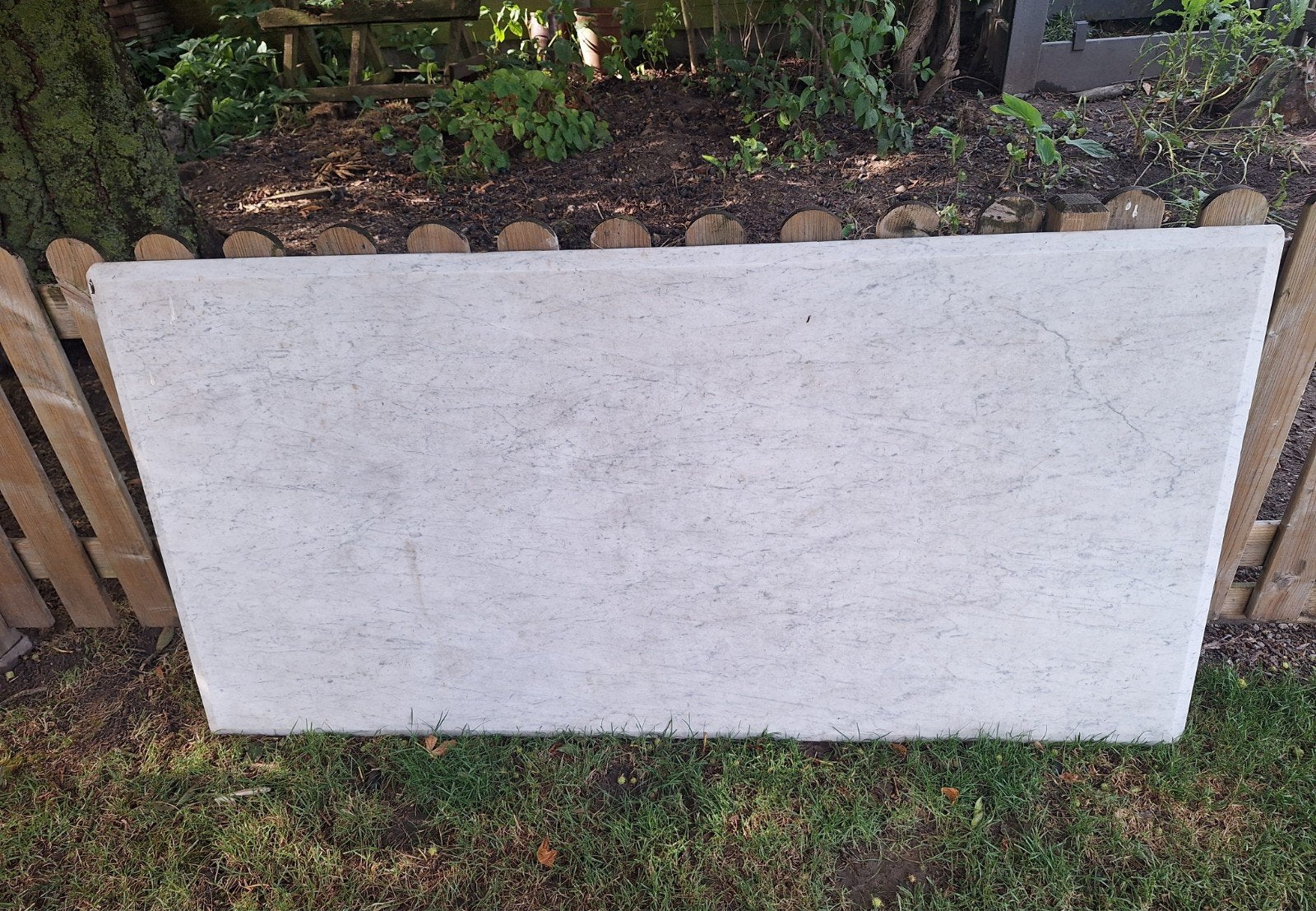 Wit marmeren tafelblad, Jardin & Terrasse, Tables de jardin, Enlèvement, Utilisé, Autres matériaux