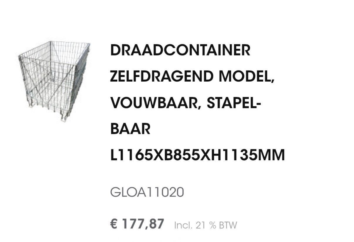 Gaascontainer, inklapbaar, stapelbaar, Ophalen