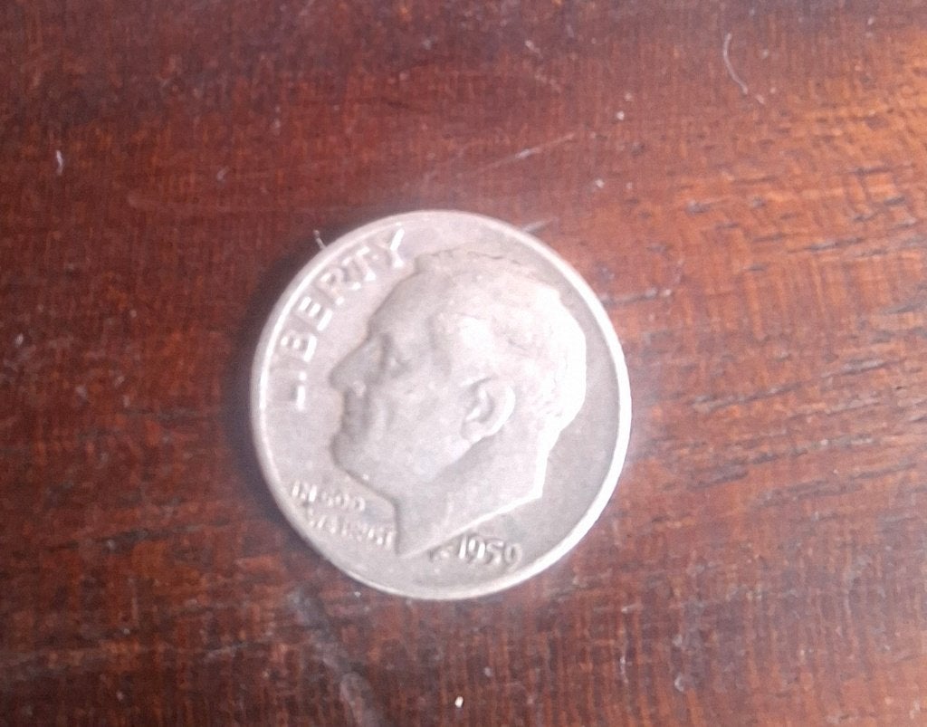 Zilveren on dime 1959 D (goede staat), Enlèvement, Monnaie en vrac, Argent