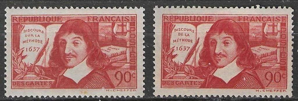 France 1937 - Yvert 341-342 - René Descartes (PF), Envoi, Non oblitéré