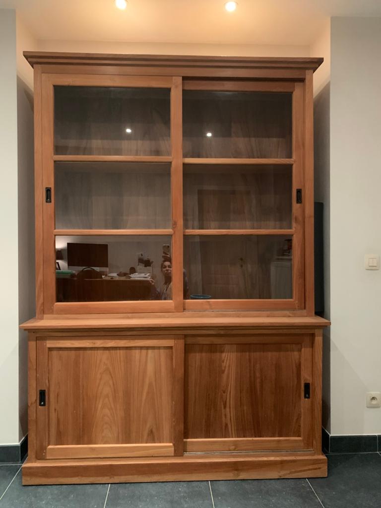 Teak vitrinekast, Huis en Inrichting, Ophalen, Zo goed als nieuw