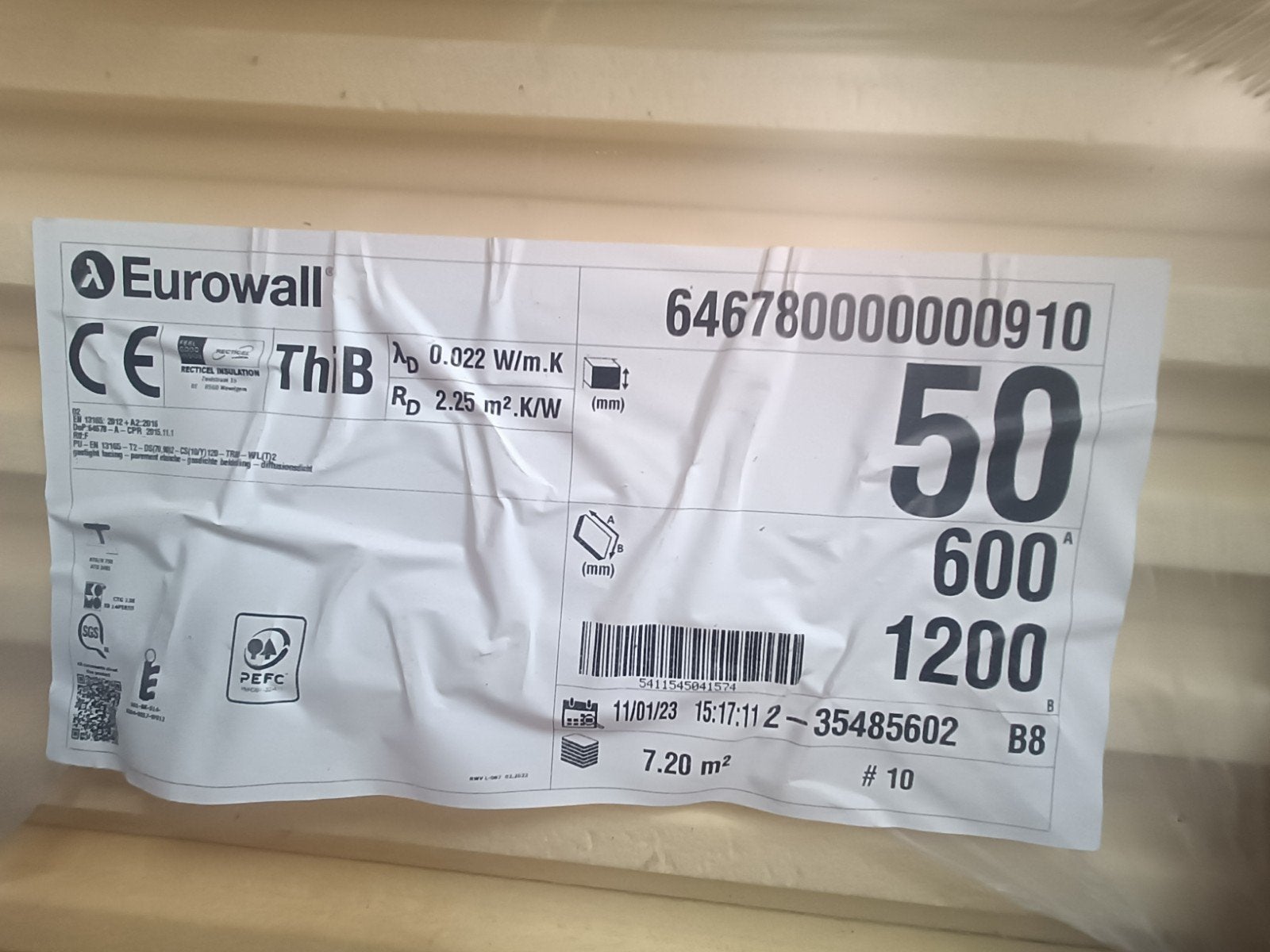 Pur isolatie van 50mm dikte, Ophalen