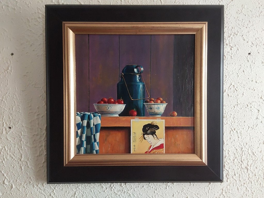Schilderij H.P Steegman 35x35cm, Antiquités & Art, Enlèvement ou Envoi, Panneau, Encadré, Classique