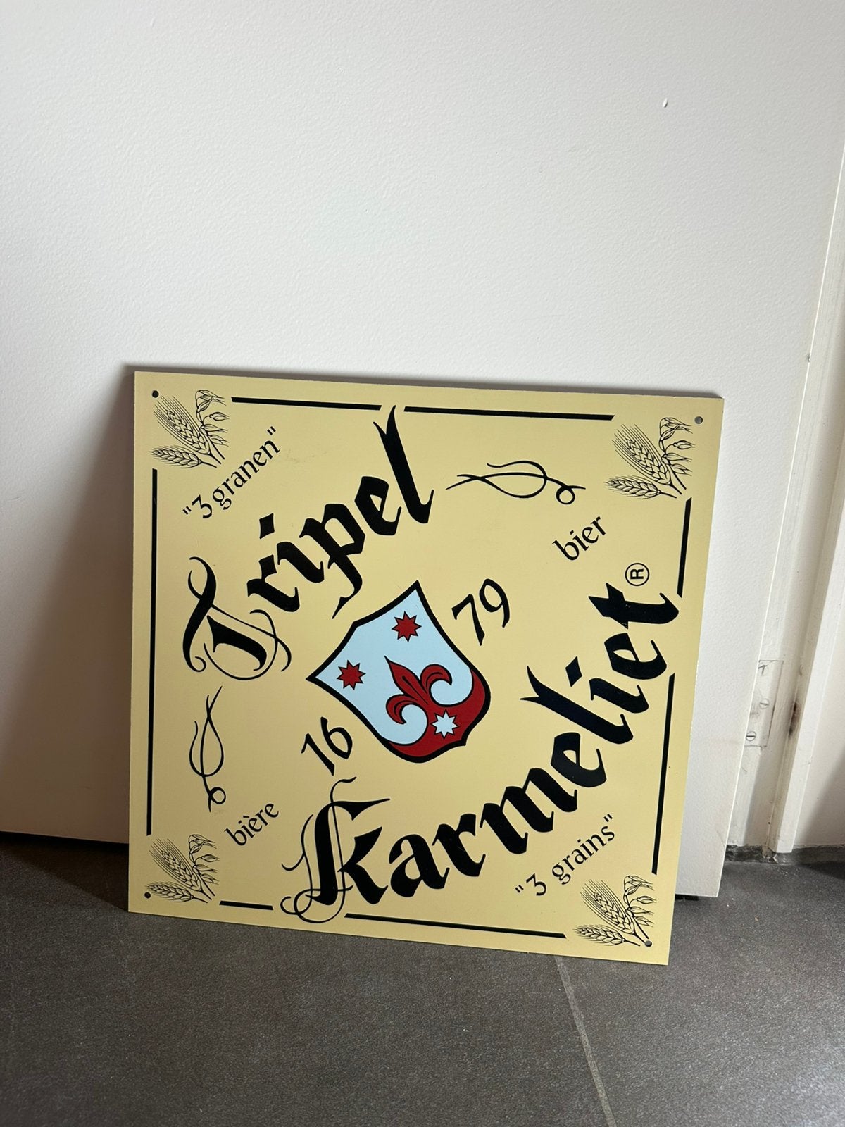 Triple karmeliet reclamebord, Verzamelen, Ophalen of Verzenden, Reclamebord