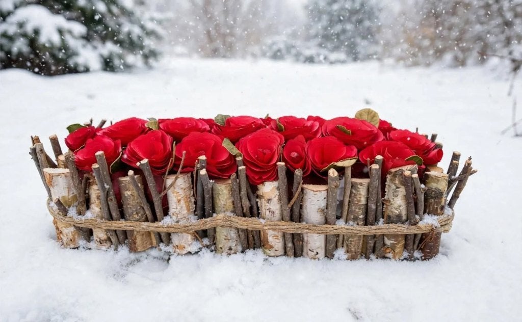 Boîte à fleurs avec roses dans une boîte en bois, Neuf, Enlèvement ou Envoi, Arrangement floral, Autres marques
