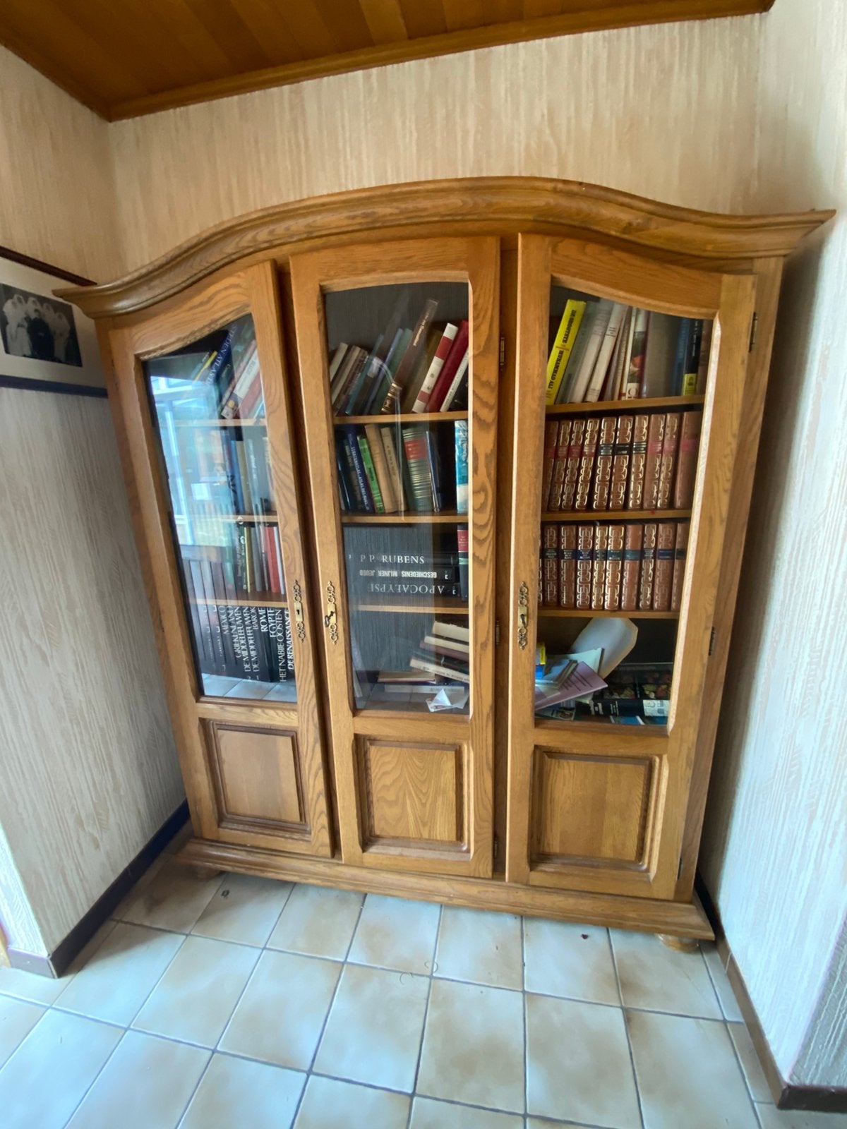 Boekenkast eik vitrinekast, Enlèvement, Comme neuf, Chêne