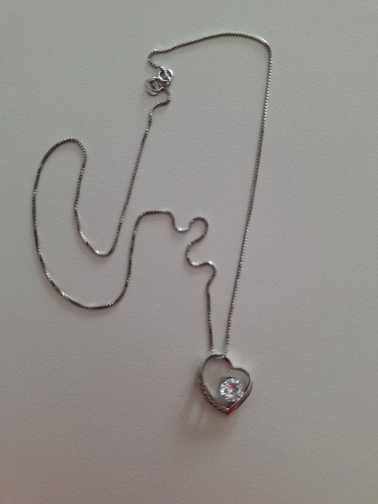 Halsketting zilver met zirkonia, Handtassen en Accessoires, Kettingen, Ophalen of Verzenden, Nieuw, Zilver, Zilver