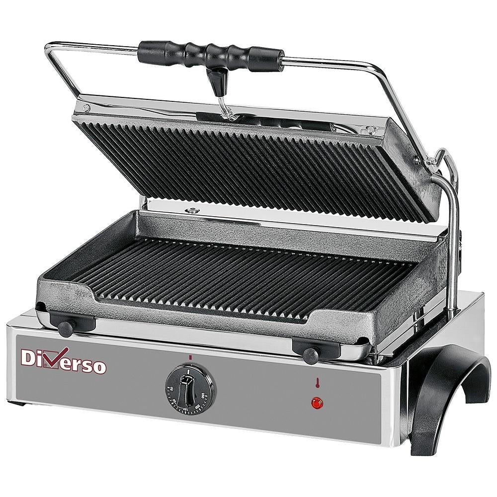 Grill panini électrique MEDIUM, plaques rainurées, Envoi, Neuf, Article de fête