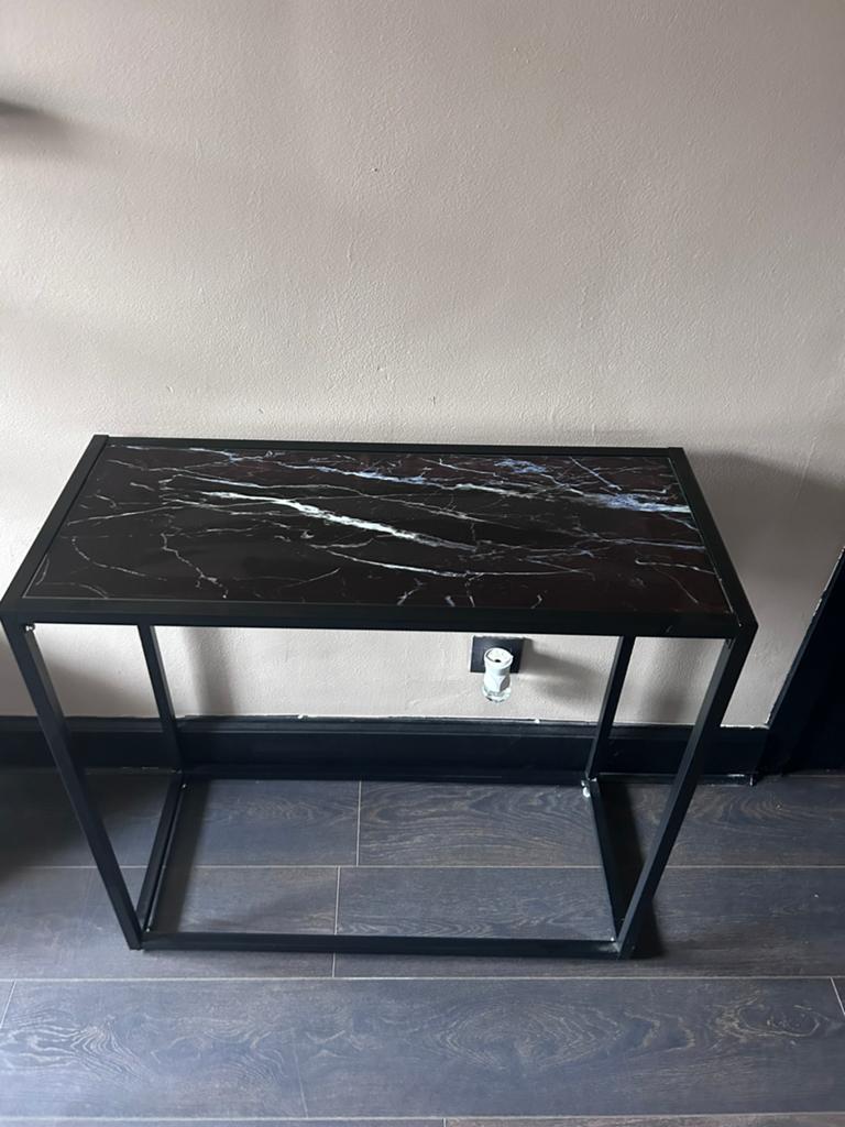 Sidetable wandtafel marmerglasplaat zwart, Ophalen, Zo goed als nieuw