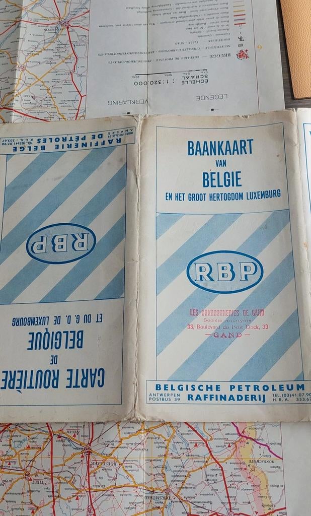 Vintage wegenkaart RBP Belgische petroleum raffinaderij, Boeken, Ophalen of Verzenden, België