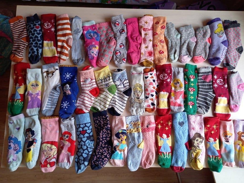 Groot pakket kindersokken 46 stuks meisje maat 27-30, Meisje, Ophalen of Verzenden, Zo goed als nieuw, Sokken