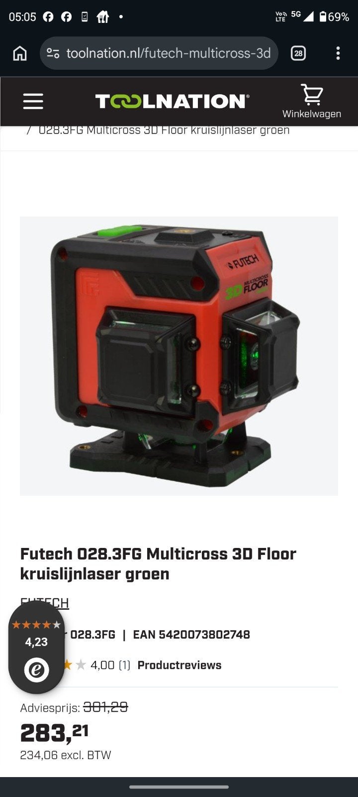 Nieuwe Futech Multicross 3D Floor kruislijnlaser groen, Ophalen, Nieuw, Afstand