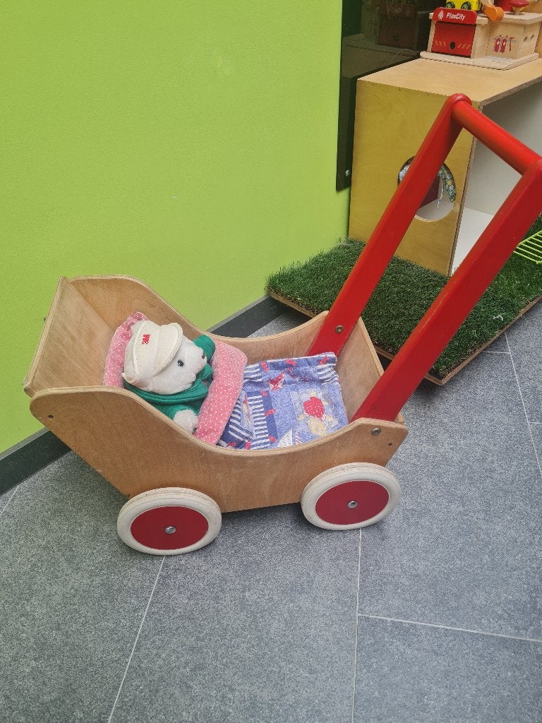 Houten poppenwagen met beertje, Kinderen en Baby's, Ophalen