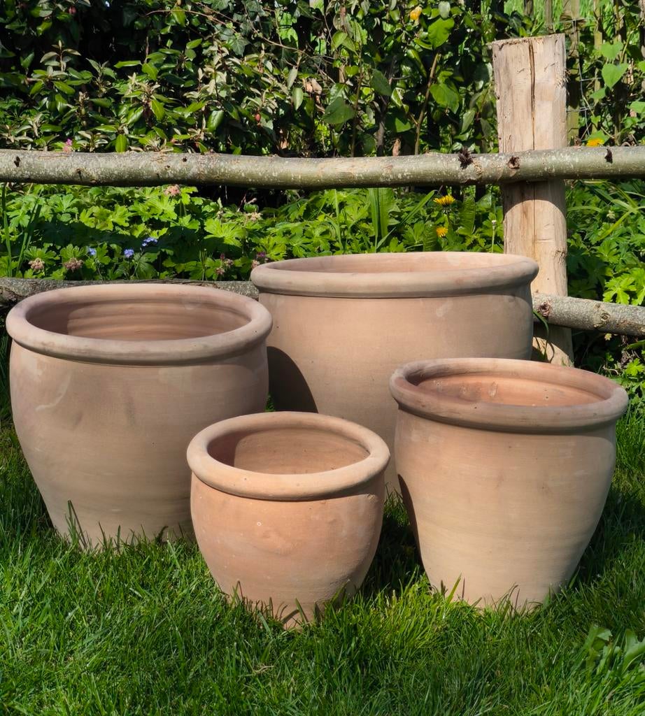 Nieuwe terracotta bloempotten set – 4 stuks, Tuin en Terras, Ophalen, Terracotta, Balkon