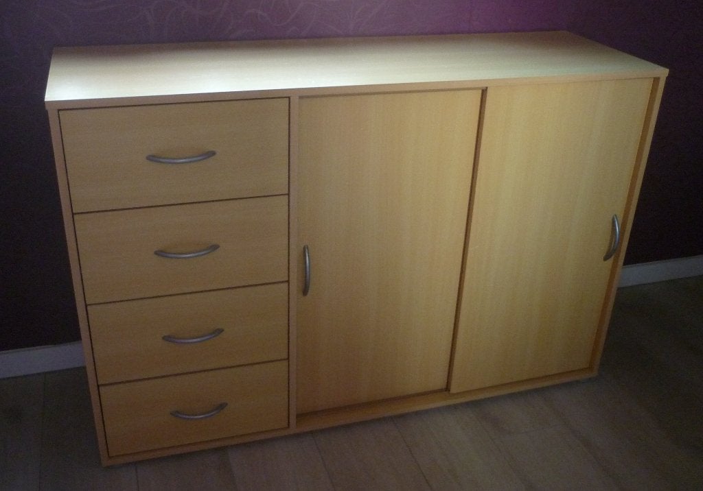 Gratis Lagere kast met 4 lades schuifdeuren 82 x 40 x 123 cm, Huis en Inrichting, Ophalen