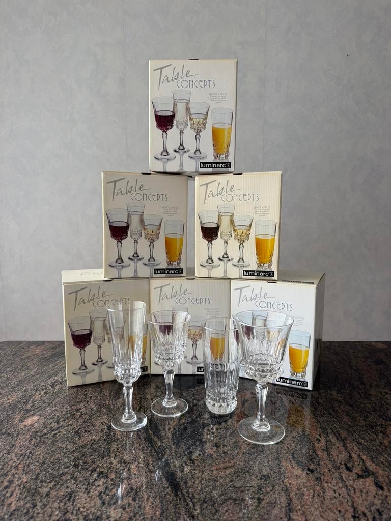 Verres Luminarc Table Concepts - 24 pièces (6 sets), Enlèvement, Comme neuf, Verre à eau