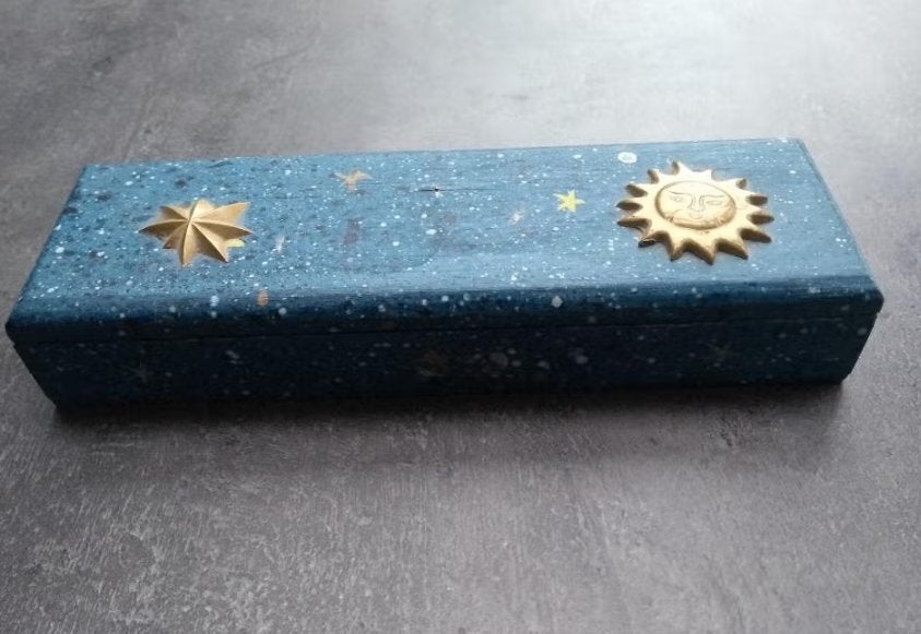 blauwe pennendoos, Ophalen of Verzenden