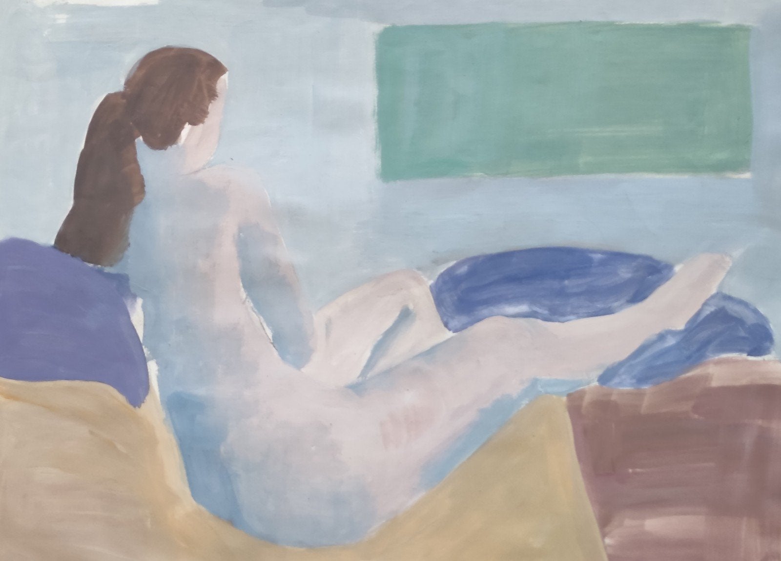 Fraai liggend naakt, Enlèvement ou Envoi, Peint à la main, Portrait ou Personnes, Papier