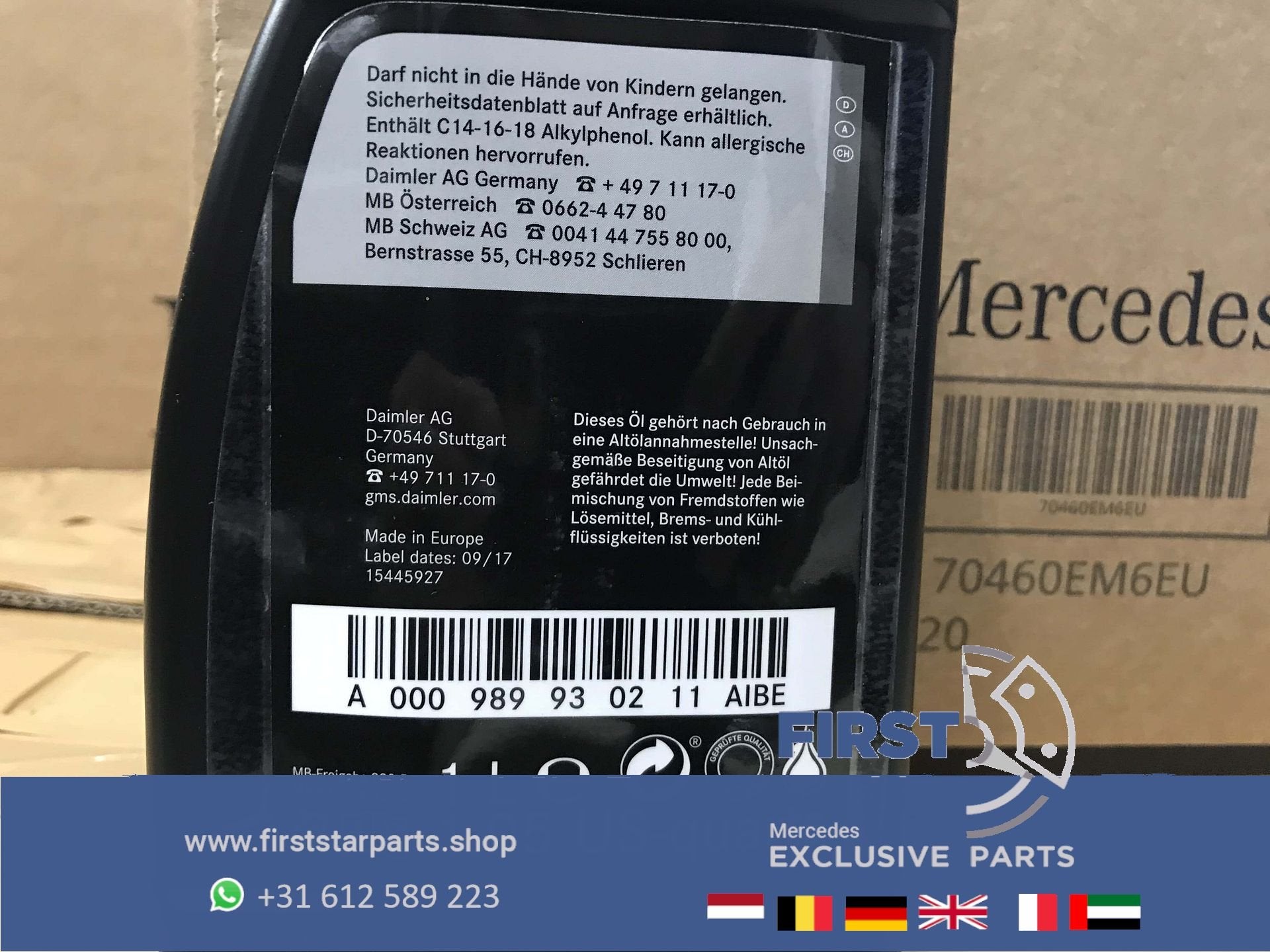 A000989930211 Mercedes MOTOROLIE AMG 1L MOTOR OLIE  35 43 45, Ophalen of Verzenden, -, -, -