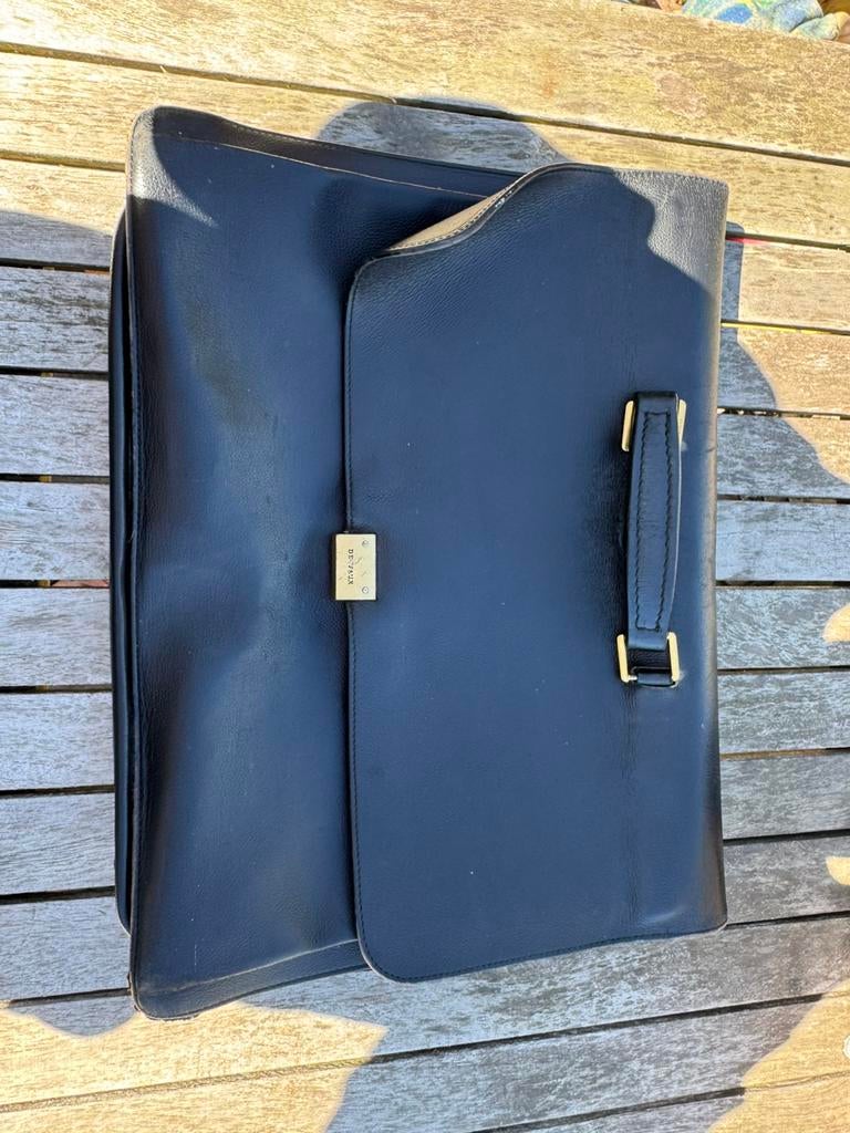 Delvaux laptop-alte tas zwart leder, Ophalen of Verzenden, Zo goed als nieuw, Zwart