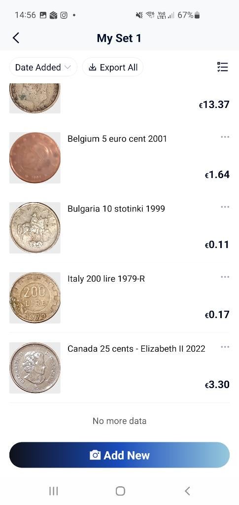 Munten van overal, Ophalen, Setje