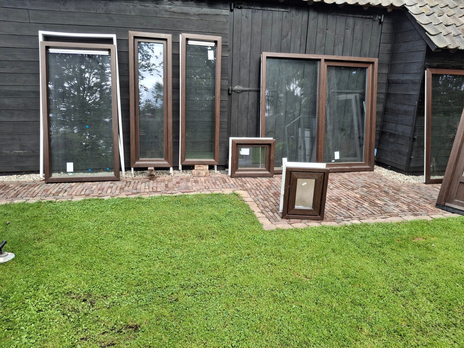 te koop partij kunststof kozijnen, Ophalen, Kunststof, Zo goed als nieuw, Inclusief glas