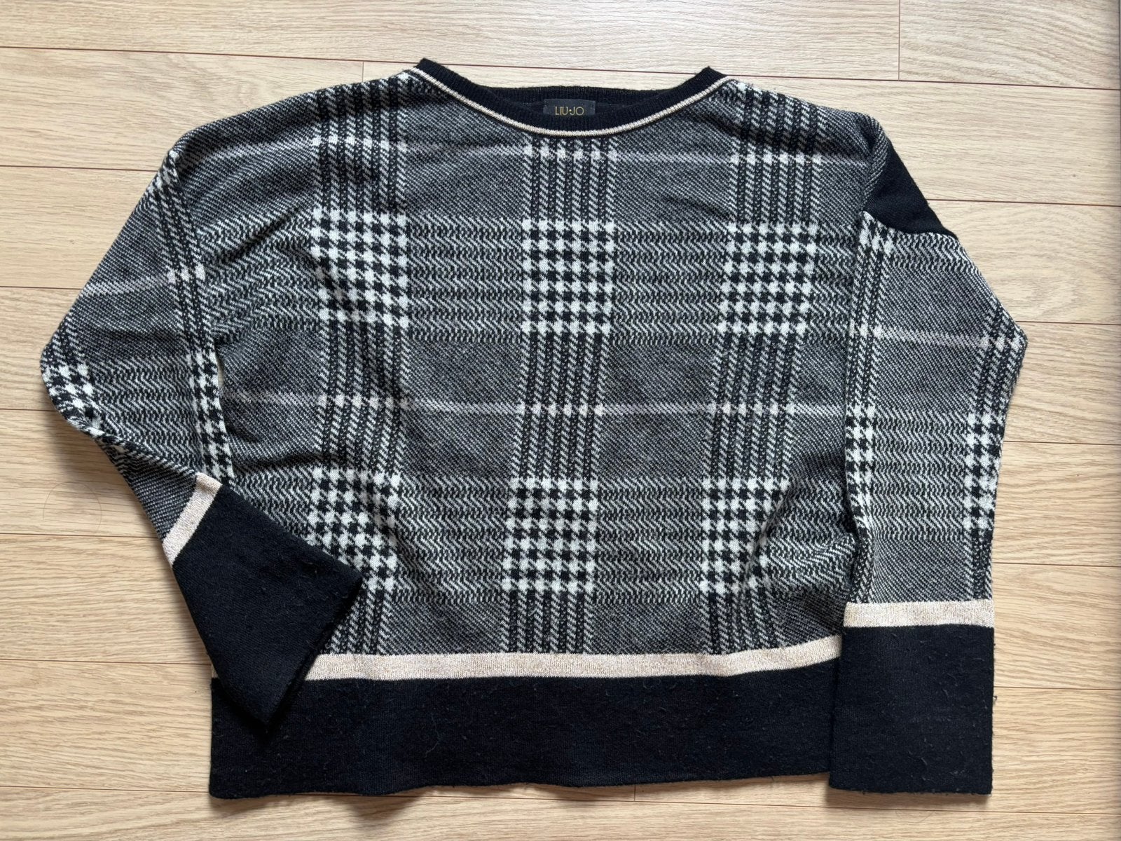 Zwart geruite pull Liu Jo, Kleding | Dames, Truien en Vesten, Verzenden, Gedragen, Maat 42/44 (L), Zwart