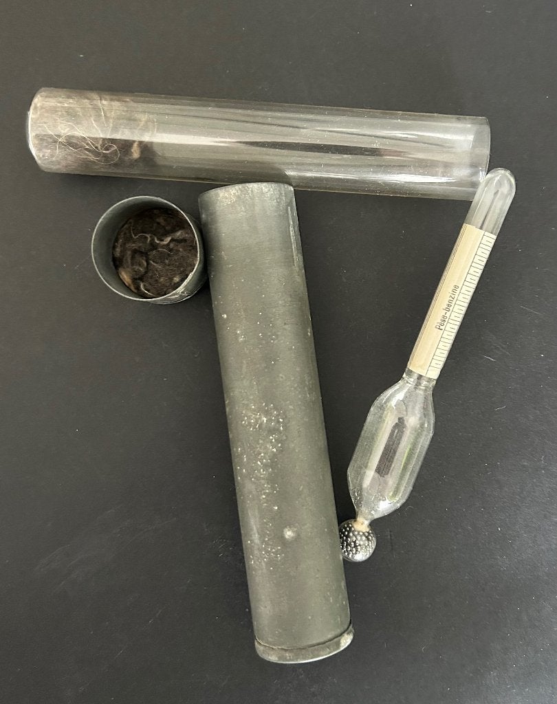 oud antieke densimeter dichtheidsmeter originele koker, Ophalen of Verzenden