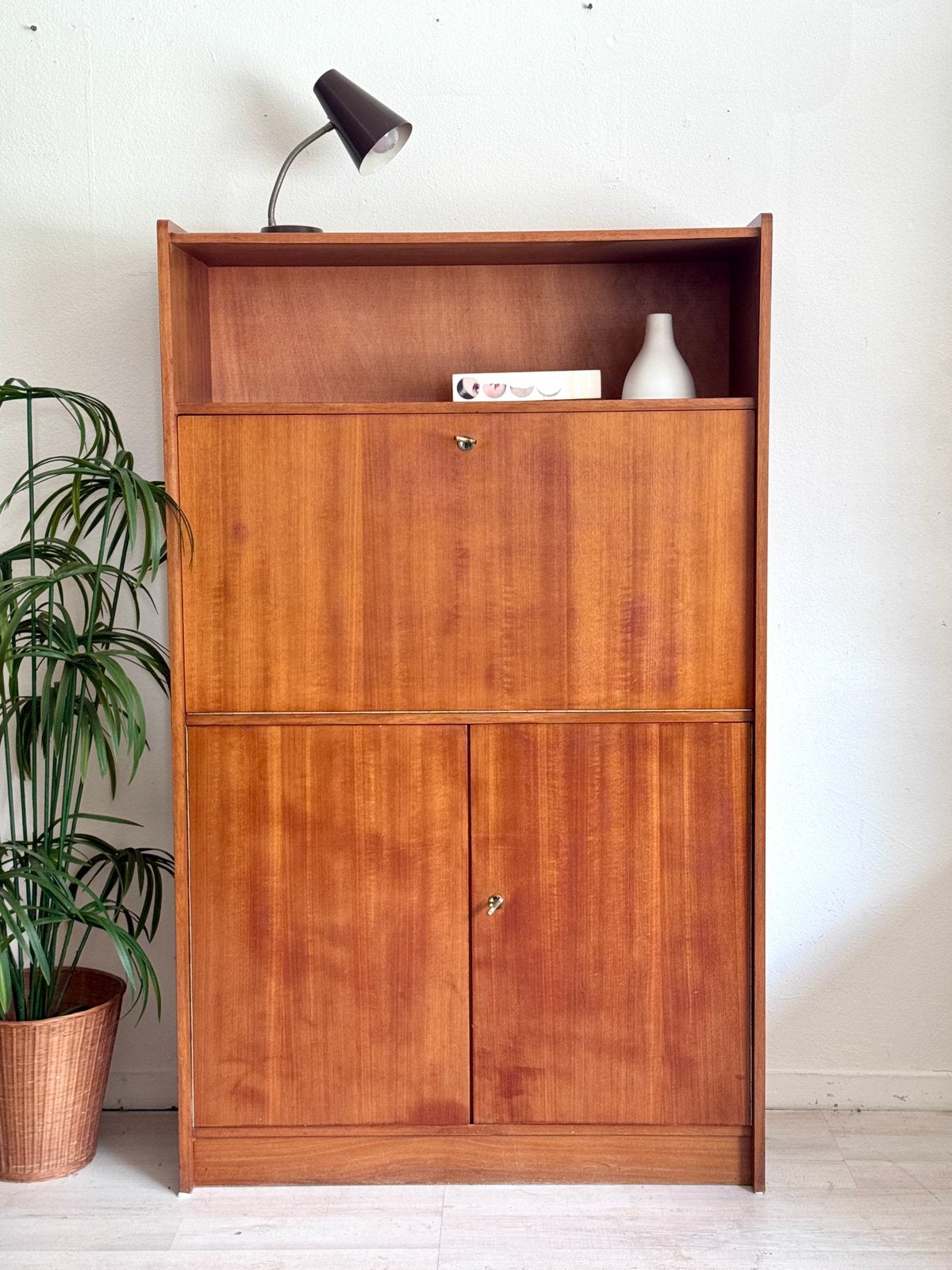 Armoire de secrétaire vintage en teck Midcentury, m 1960, Enlèvement ou Envoi, Utilisé, Midcentury vintage